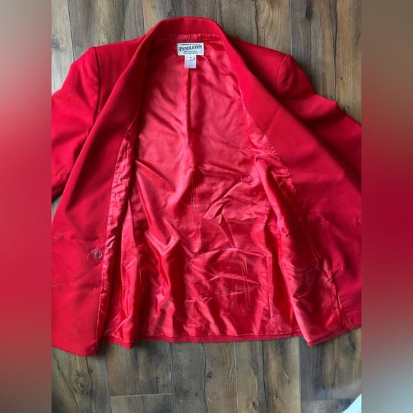 Vintage Pendleton Red Double Breasted Wool Blazer Gold Buttons Sz 4 - Picture 6 of 7